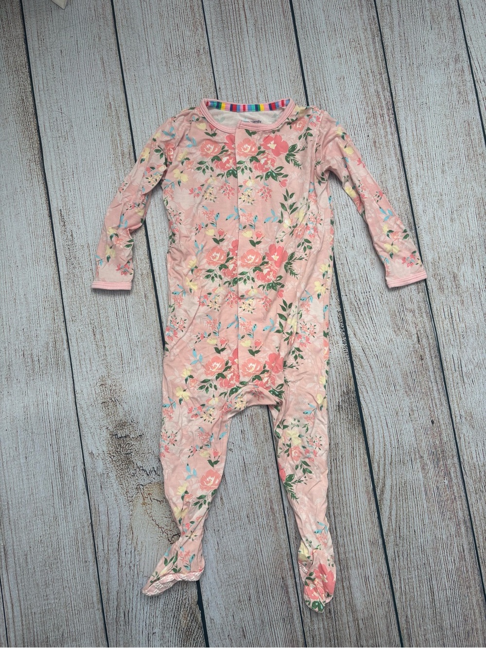 Magnetic Me Floral Pink Baby One-Piece Footed Pajamas